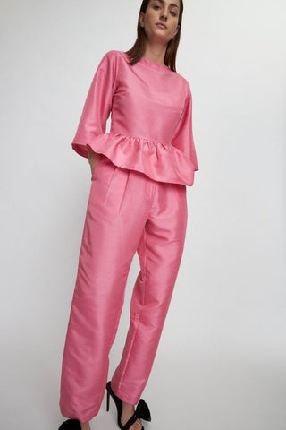 Crispy Peplum Blouse | Pink