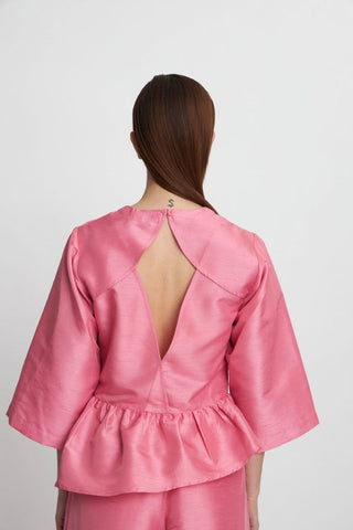 Crispy Peplum Blouse | Pink