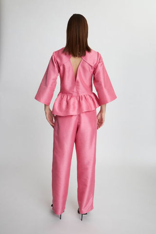 Crispy Peplum Blouse | Pink