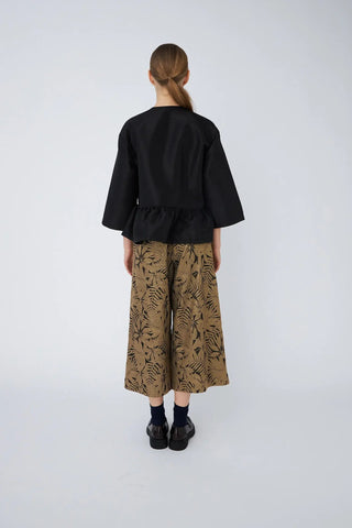 Crispy Peplum Bow Blouse | Black