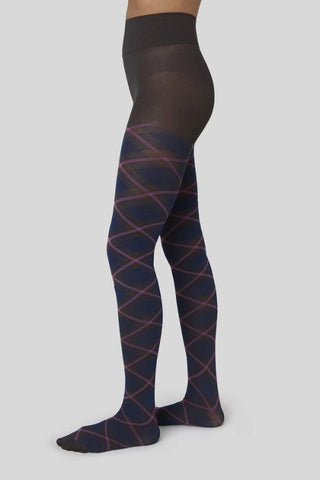 Franka Check Tights | Dark Brown
