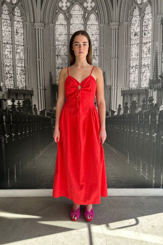 Gilita Maxi Linen Dress | Red