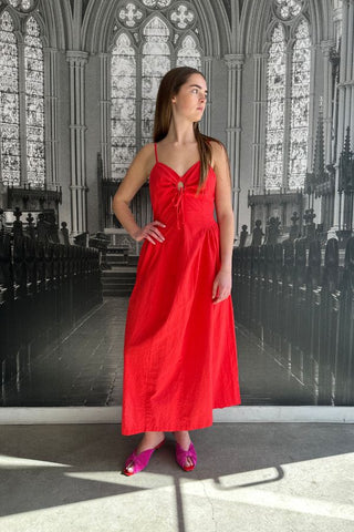 Gilita Maxi Linen Dress | Red