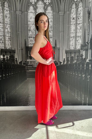 Gilita Maxi Linen Dress | Red