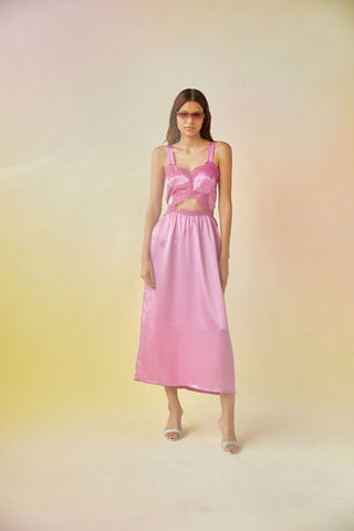 Helen Satin Midi Dress | Pink