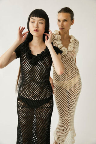 Selenge Crochet Maxi Dress | Black