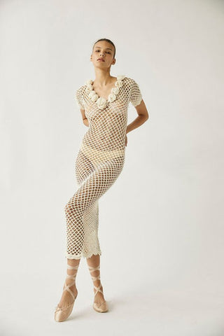 Selenge Crochet Maxi Dress | Ivory