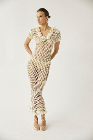 Selenge Crochet Maxi Dress | Ivory