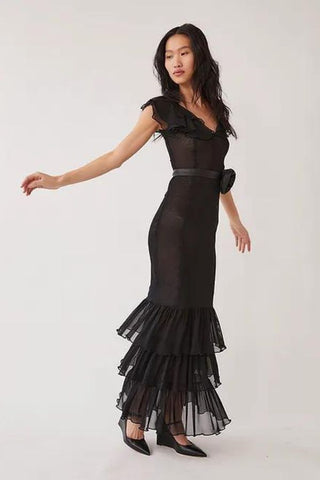 Xia Ruffle Dress | Black