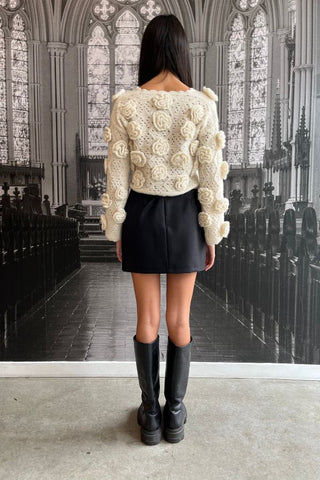 Samara Alpaca Blend Crochet Top | Ivory