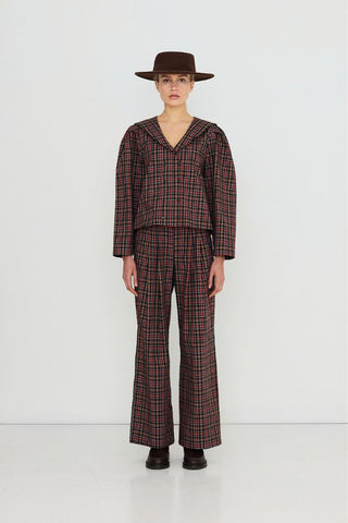 Check Pleated Pants