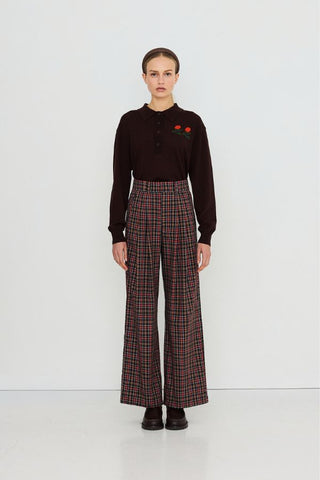 Check Pleated Pants