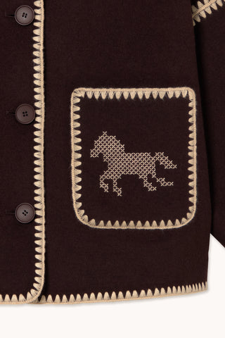 Horses Embroidered Short Coat