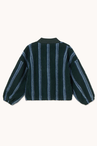 V-Neck Stripes Sherpa Jacket