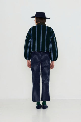 V-Neck Stripes Sherpa Jacket