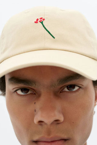 Chris Flower Embroidered TM Cap | Ecru