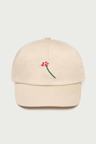 Chris Flower Embroidered TM Cap | Ecru