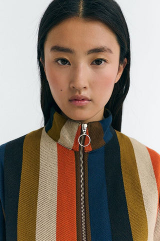 Ceci Burnley Blanket Jacket | Orange Striped
