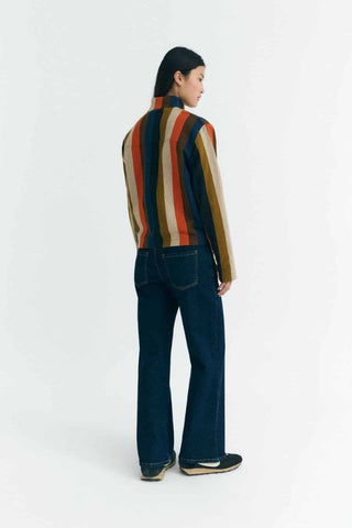 Ceci Burnley Blanket Jacket | Orange Striped