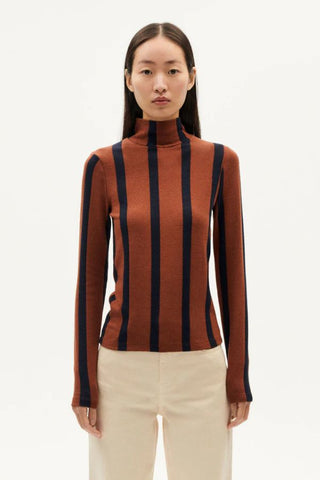 Ellen Striped Wool Top | Toasted Navy