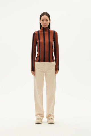 Ellen Striped Wool Top | Toasted Navy