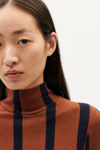 Ellen Striped Wool Top | Toasted Navy