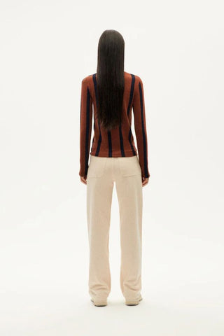 Ellen Striped Wool Top | Toasted Navy