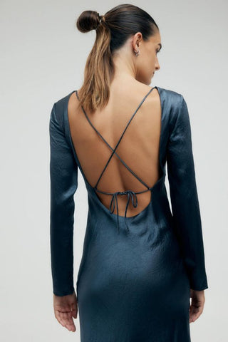 Crush Tie Back Maxi | Gun Metal