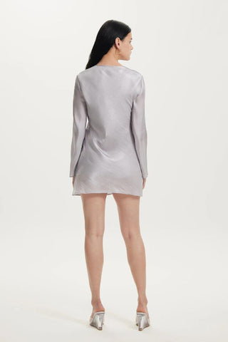 Untamed Bias Tie Up Mini Dress | Silver