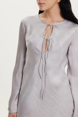 Untamed Bias Tie Up Mini Dress | Silver