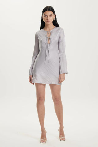Untamed Bias Tie Up Mini Dress | Silver