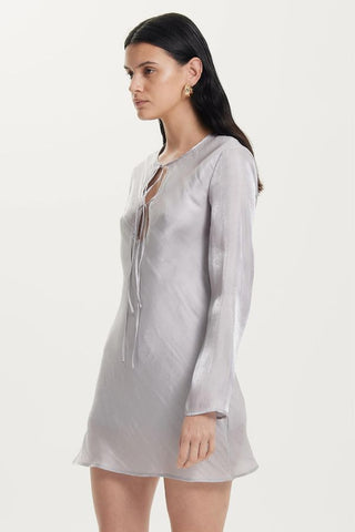Untamed Bias Tie Up Mini Dress | Silver