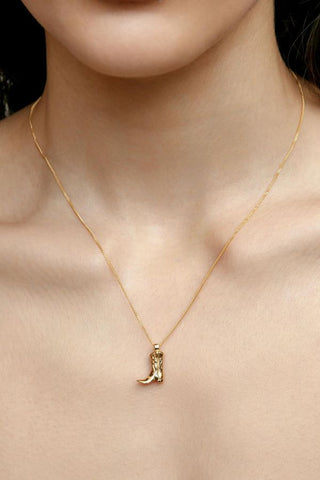 Cowboy Boot Charm Necklace | Gold