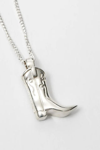 Cowboy Boot Charm Necklace | Silver