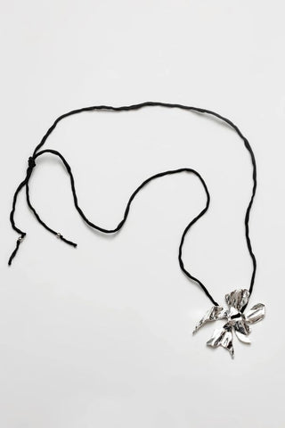 Flower Cord Necklace | Black