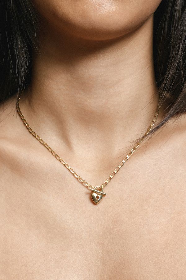 Gold heart on sale toggle necklace