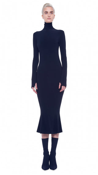 Long Sleeve Turtle Fishtail Dress | Norma Kamali