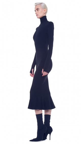 Long Sleeve Turtle Fishtail Dress | Norma Kamali