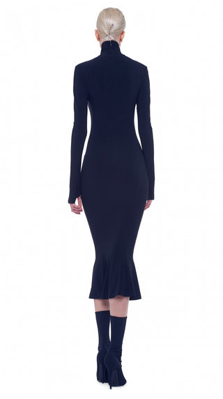 Long Sleeve Turtle Fishtail Dress | Norma Kamali