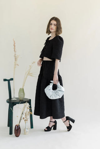Fancy Harmony Top | Black Crinkle Crepe