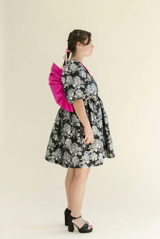 Manon Mini Puff Dress | Silver Rose Taffeta
