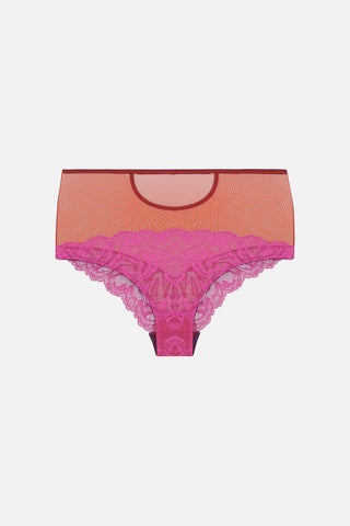 Alba Lace High Waist Knickers | Dark Pink
