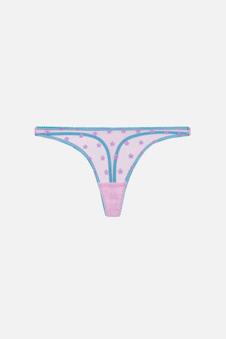 Beth Embroidered Thong | Pastel Pink