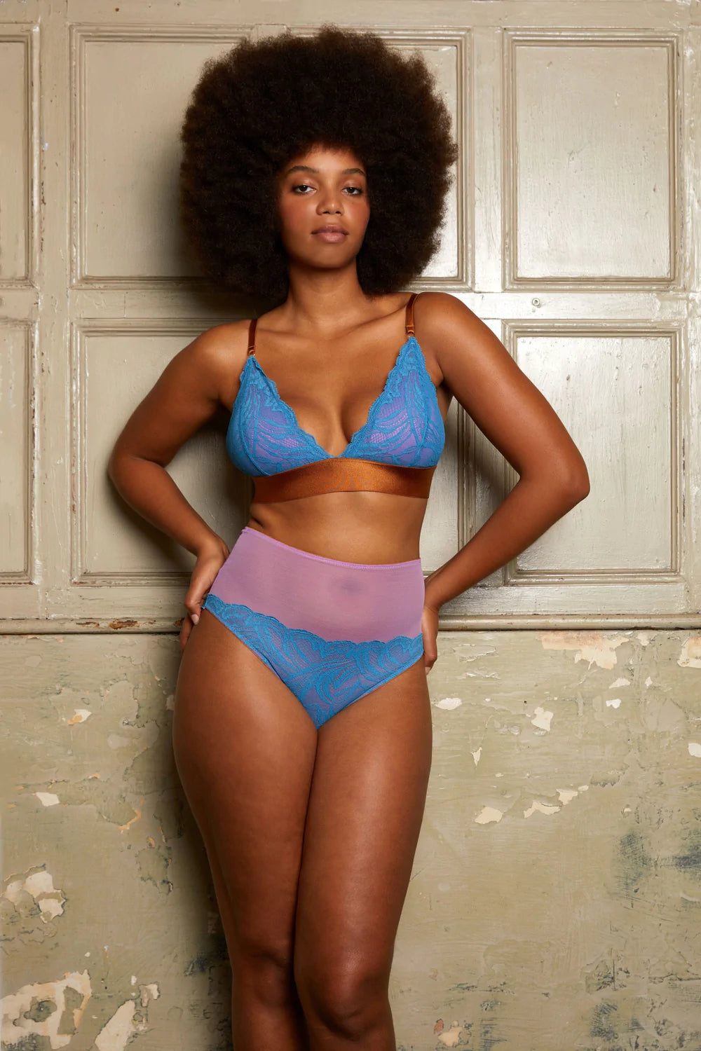 Dorothee Lace Triangle Bra | Blue