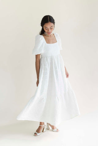 Serenity Dress | White Crinkly Crepe