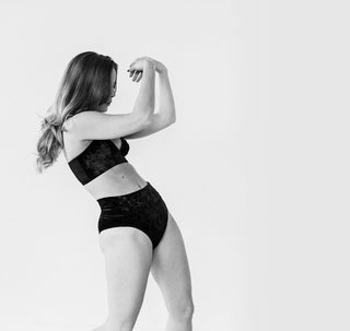 Designed by Fortnight Toronto and Misfit Studios, the fold-over High Waist is constructed with deep cut leg openings and elastic-free waistband that’s soft and comfortable through movement. Made in a super soft black velvet.   All lingerie is final sale. 