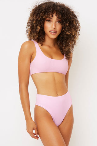 Frankies signature high waist bikini bottom. Her high cut accentuates the legs while the high waist fit flatters the waist line. Not only that, her chic and full bikini bottom coverage gives your backside major bragging rights.