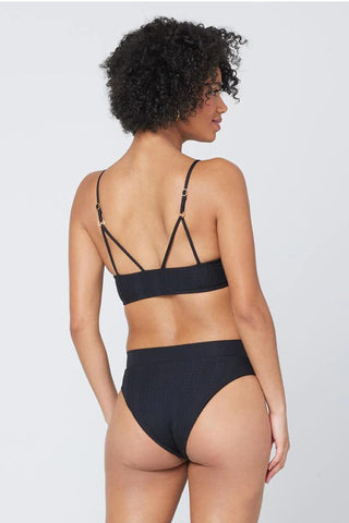 Pointelle Rib Siren Bikini Top | Black
