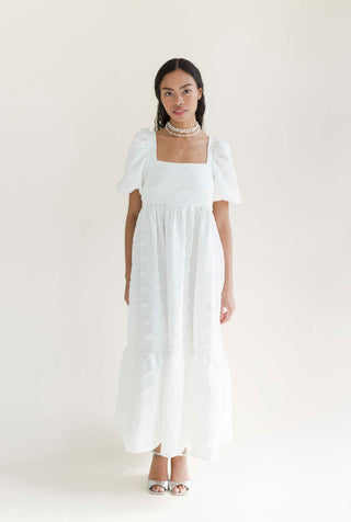 Serenity Dress | White Crinkly Crepe