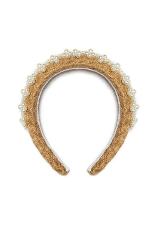 Celandine Tweed Headband | Tan Beige